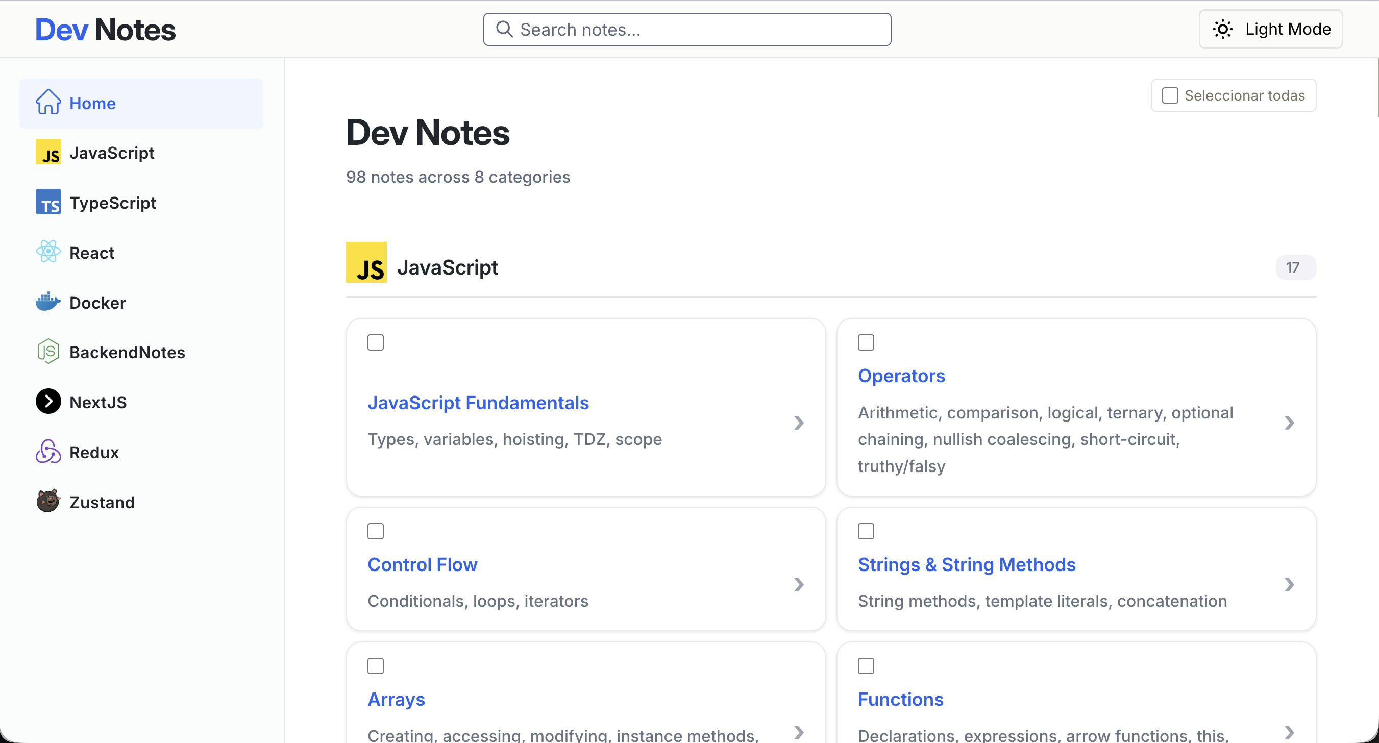 Dev Notes App